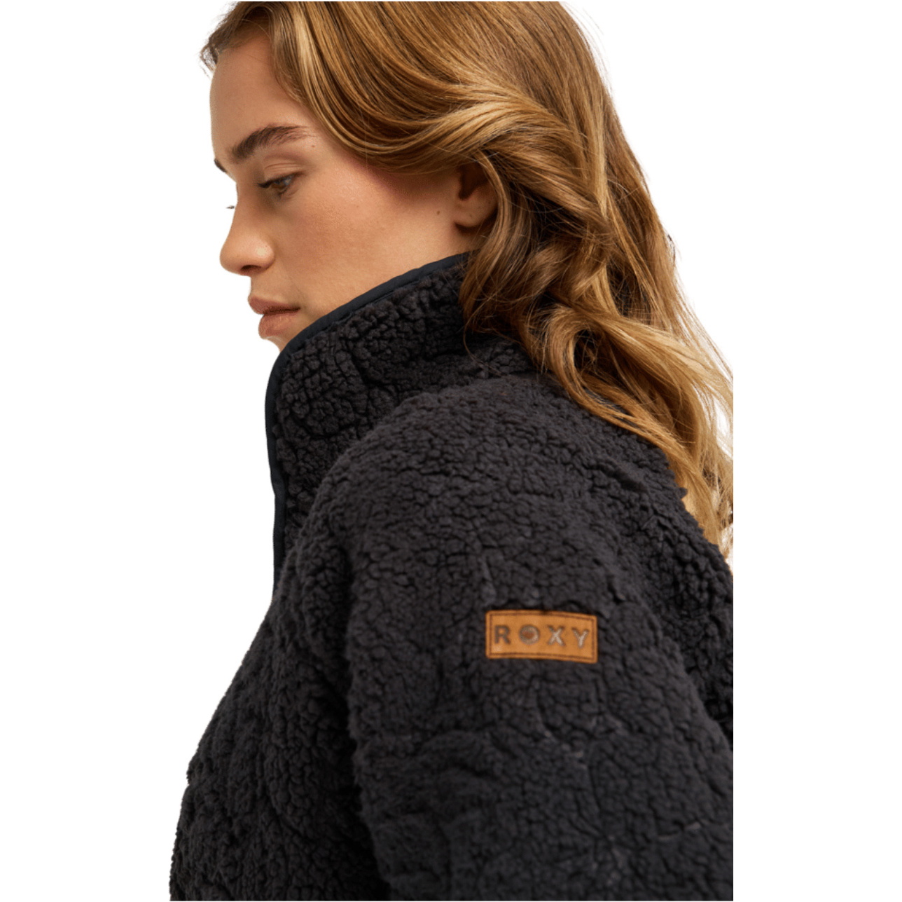 2026 Roxy Womens Blurry Cloud Full Zip Relaxed Fleece  ERJPF03212 - Anthracite Outline Mo